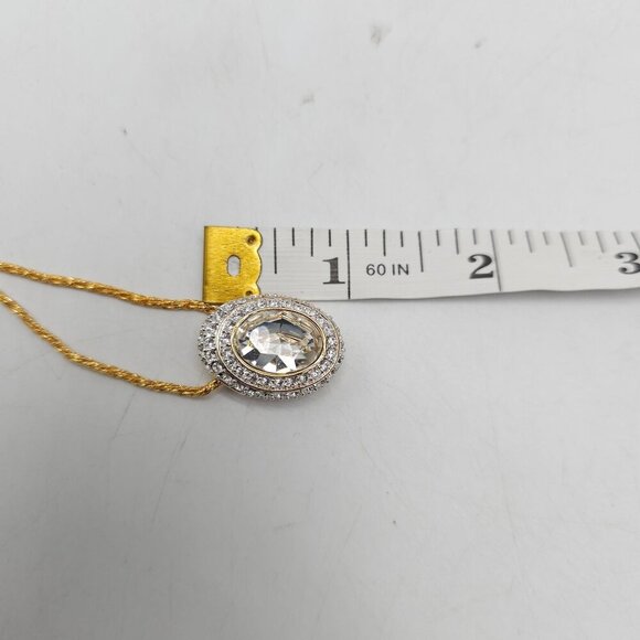Nolan Miller Glamour Collection Gold Tone Clear Crystal Pendant Necklace In Box - Picture 3 of 5
